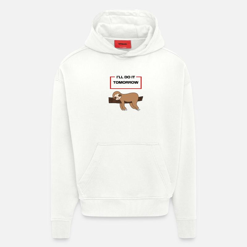 Animal Lazy Statement Hammock Sloth Sleeping - Hoodie- made by SPREAD  - OFF WHITE