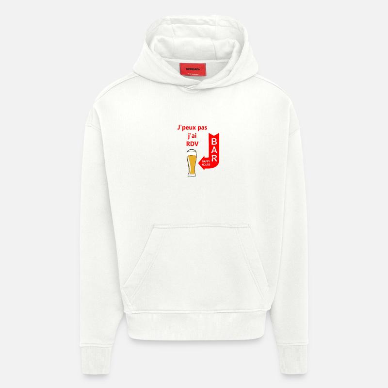 j'peux pas j'ai rdv au bar - Sweat à capuche bio épais oversize fabriqué en UE - OFF WHITE