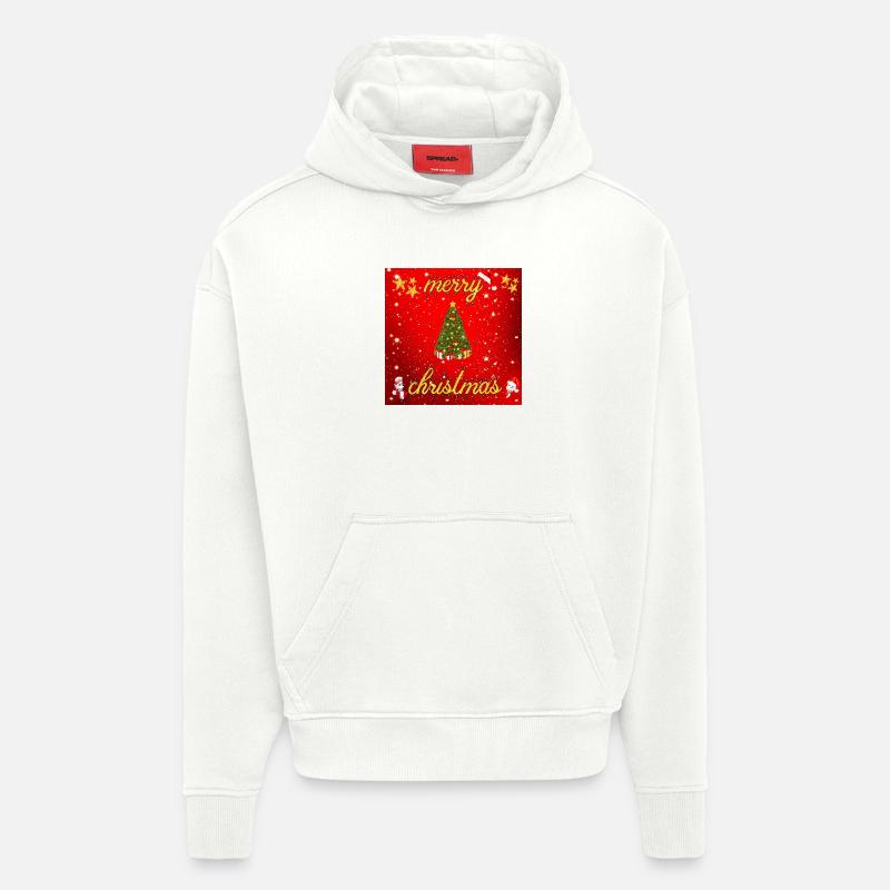 Joyeux Noël version 2 - Sweat à capuche bio épais oversize fabriqué en UE - OFF WHITE