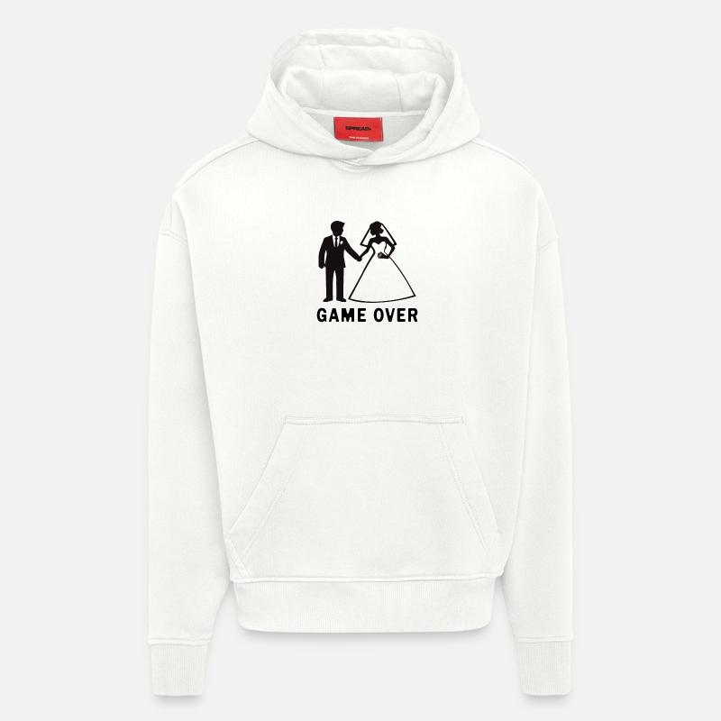 Jeunes mariés Game Over Mariage - Sweat à capuche bio épais oversize fabriqué en UE - OFF WHITE