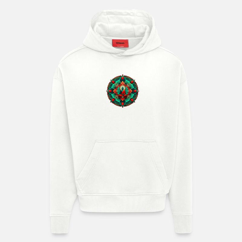Bouddha Mandala sarcelle - Sweat à capuche bio épais oversize fabriqué en UE - OFF WHITE
