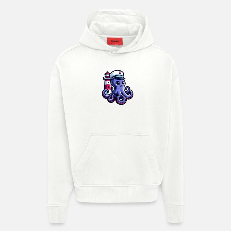 Octo-Navigator : Phare des mers - Sweat à capuche bio épais oversize fabriqué en UE - OFF WHITE