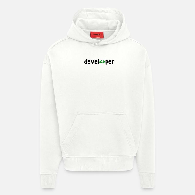Développeur Spruch Coden Softwareentwickler Nerd - Sweat à capuche bio épais oversize fabriqué en UE - OFF WHITE