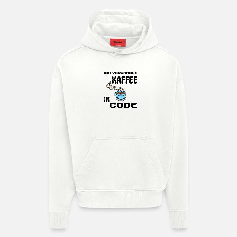 Coden Computerfreak Déclaration du développeur Nerd - Sweat à capuche bio épais oversize fabriqué en UE - OFF WHITE