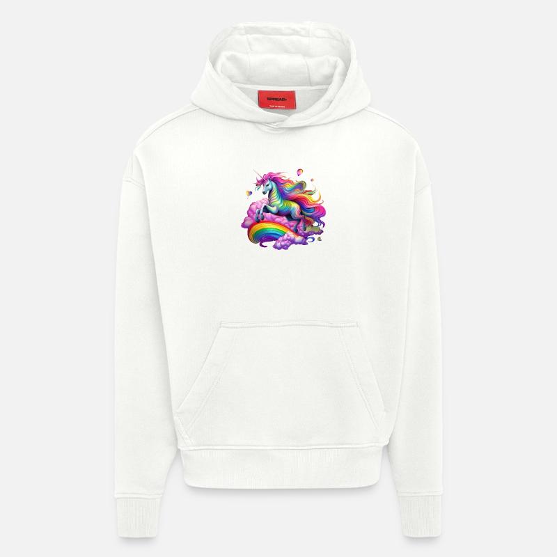 Fee Regenbogen Einhorn - Hoodie- made by SPREAD  - OFF WHITE