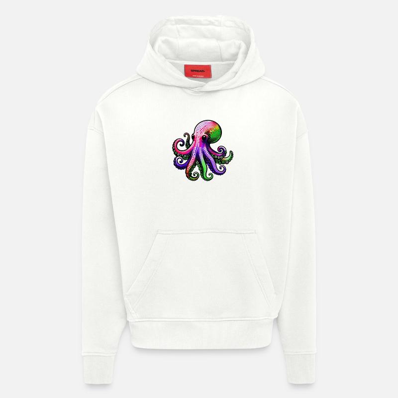 Pieuvre - Sweat à capuche bio épais oversize fabriqué en UE - OFF WHITE