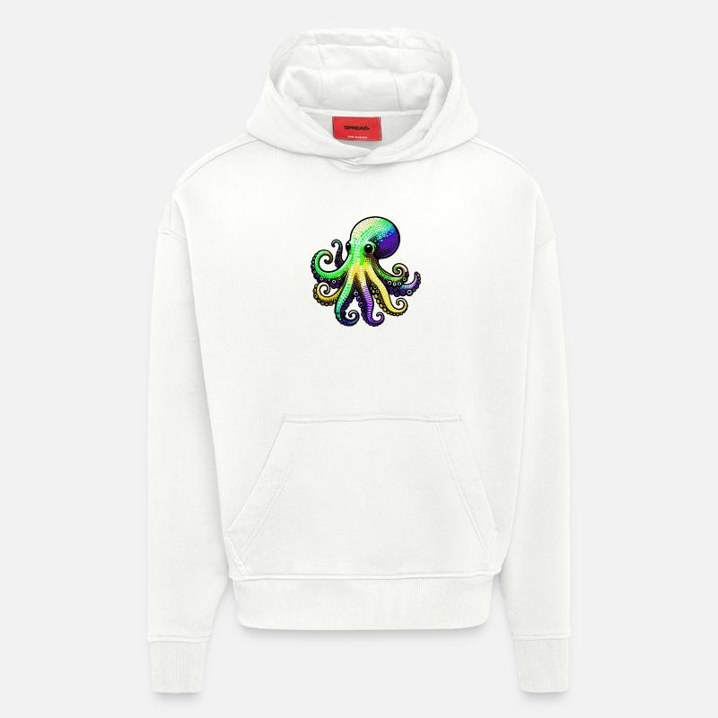 Pieuvre - Sweat à capuche bio épais oversize fabriqué en UE - OFF WHITE
