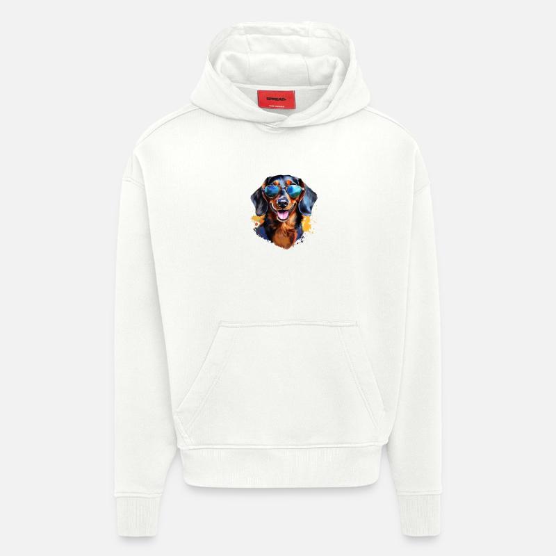 Dackel mit Sonnenbrille - Hoodie- made by SPREAD  - OFF WHITE