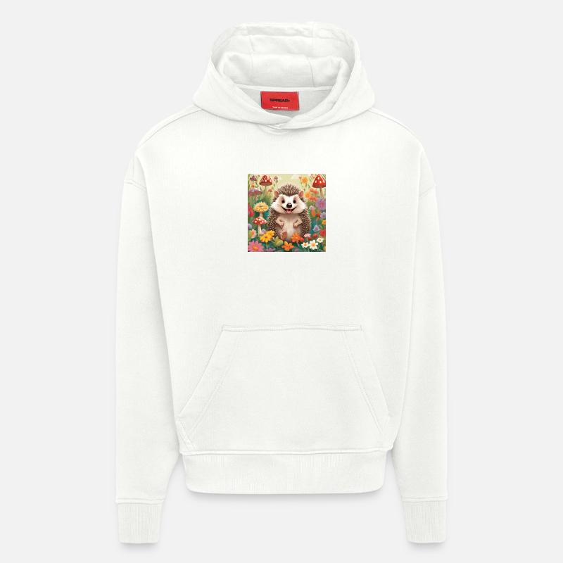hérisson, bébé, enfant, nouveau-né - Sweat à capuche bio épais oversize fabriqué en UE - OFF WHITE