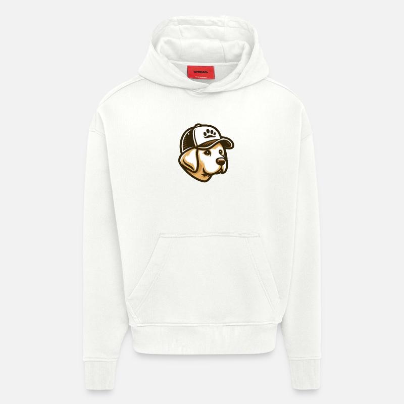Labradorkopf mit Kappe - Hoodie- made by SPREAD - OFF WHITE