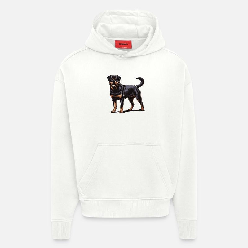 Rottweiler - Sweat à capuche bio épais oversize fabriqué en UE - OFF WHITE