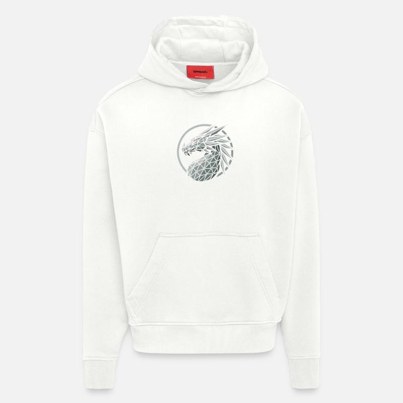 Blaue Polygone Drachenkopf - Hoodie- made by SPREAD - OFF WHITE