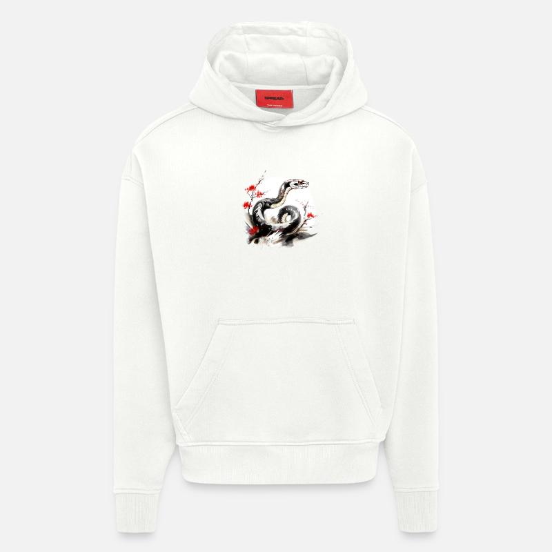 signe du zodiaque chinois Serpent - Sweat à capuche bio épais oversize fabriqué en UE - OFF WHITE