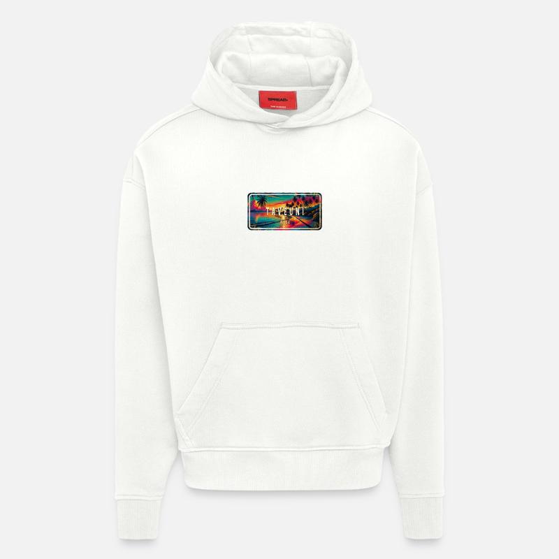 Taveuni – Le paradis caché - Sweat à capuche bio épais oversize fabriqué en UE - OFF WHITE