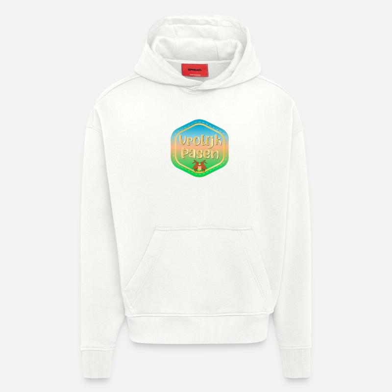 Joyeuses Pâques lapins de Pâques - Sweat à capuche bio épais oversize fabriqué en UE - OFF WHITE