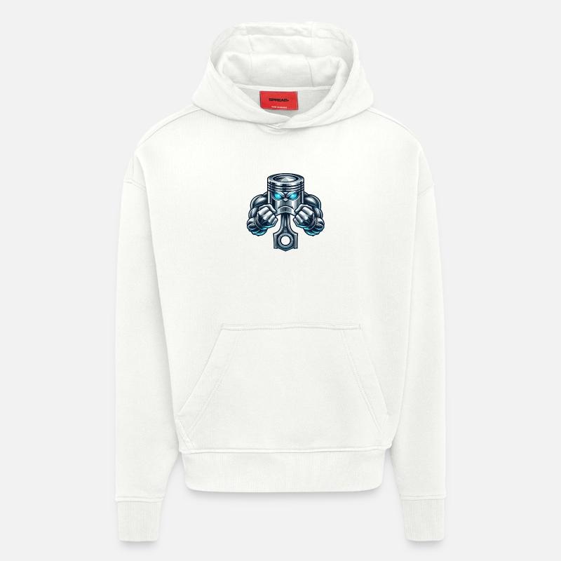 Conception du piston musculaire - Sweat à capuche bio épais oversize fabriqué en UE - OFF WHITE