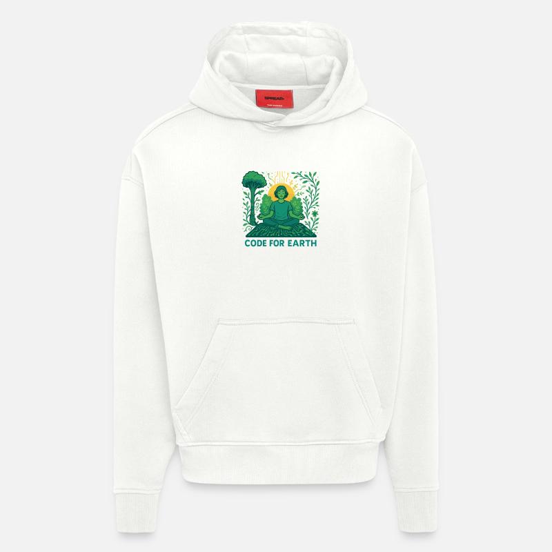 Code pour la Terre - Sweat à capuche bio épais oversize fabriqué en UE - OFF WHITE