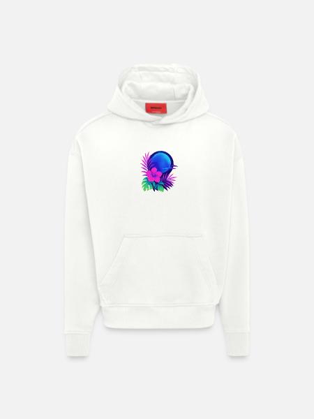 Neon Tropic Moon - Hoodie- made by SPREAD - OFF WHITE