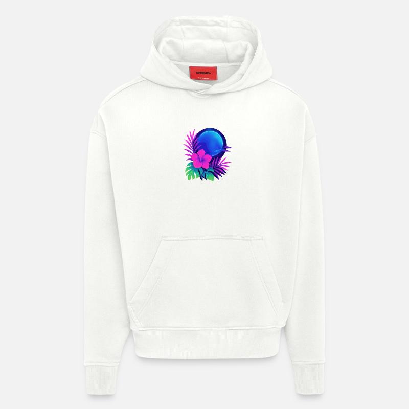 Neon Tropic Moon - Hoodie- made by SPREAD  - OFF WHITE