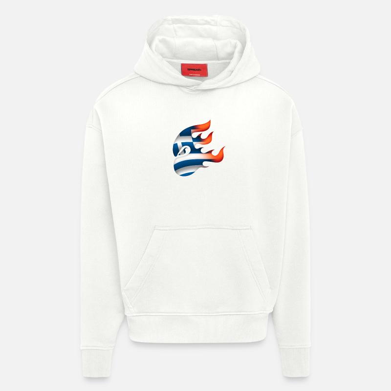 Drapeau de la Grèce - Grèce - Ninja - Sweat à capuche bio épais oversize fabriqué en UE - OFF WHITE
