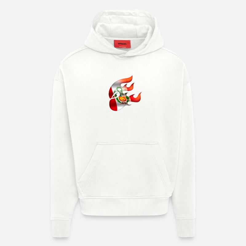 Drapeau du Pérou - Pérou - Ninja - Sweat à capuche bio épais oversize fabriqué en UE - OFF WHITE