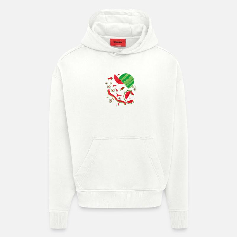 Design abstrait de pastèque - Sweat à capuche bio épais oversize fabriqué en UE - OFF WHITE