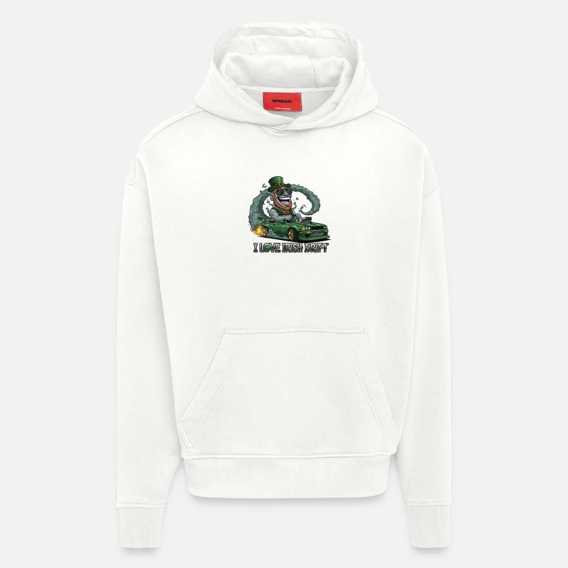 Saint-Patrick Cascade Drifting Design - Sweat à capuche bio épais oversize fabriqué en UE - OFF WHITE