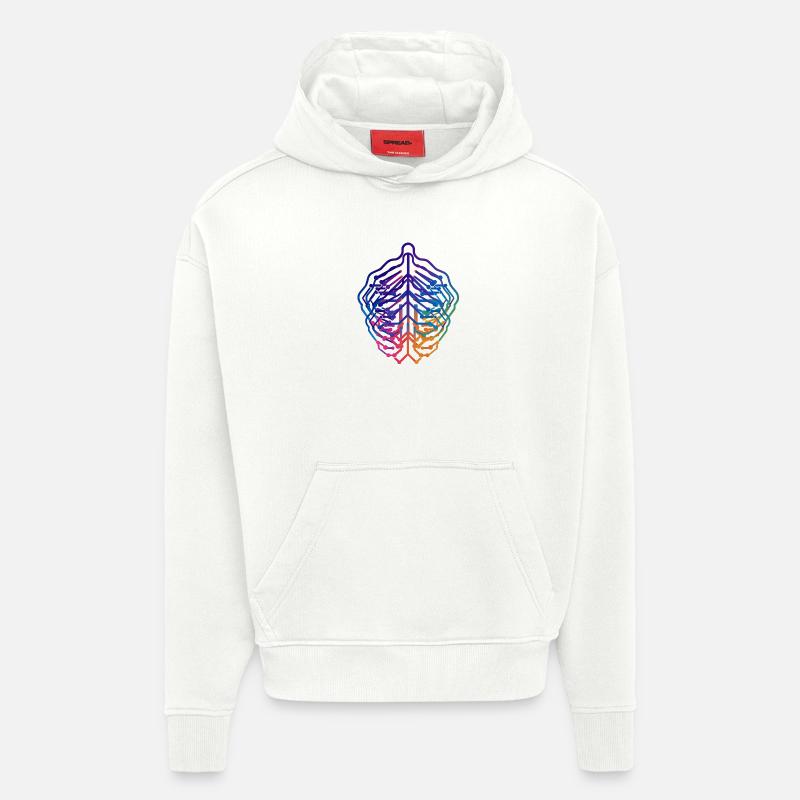 Conception de circuits neuronaux à feuilles - Sweat à capuche bio épais oversize fabriqué en UE - OFF WHITE