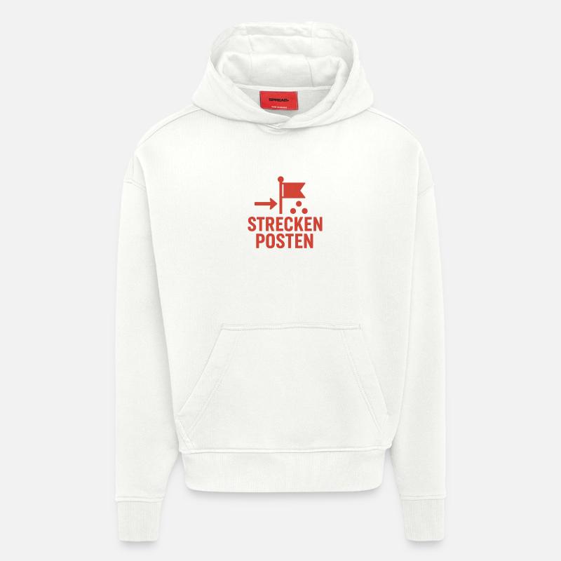 Balise avec drapeau et points - Sweat à capuche bio épais oversize fabriqué en UE - OFF WHITE