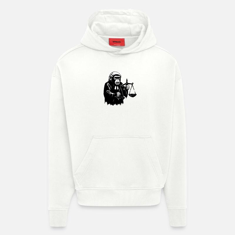 Monkey judge pulls scales down - Hoodie- made by SPREAD  - OFF WHITE
