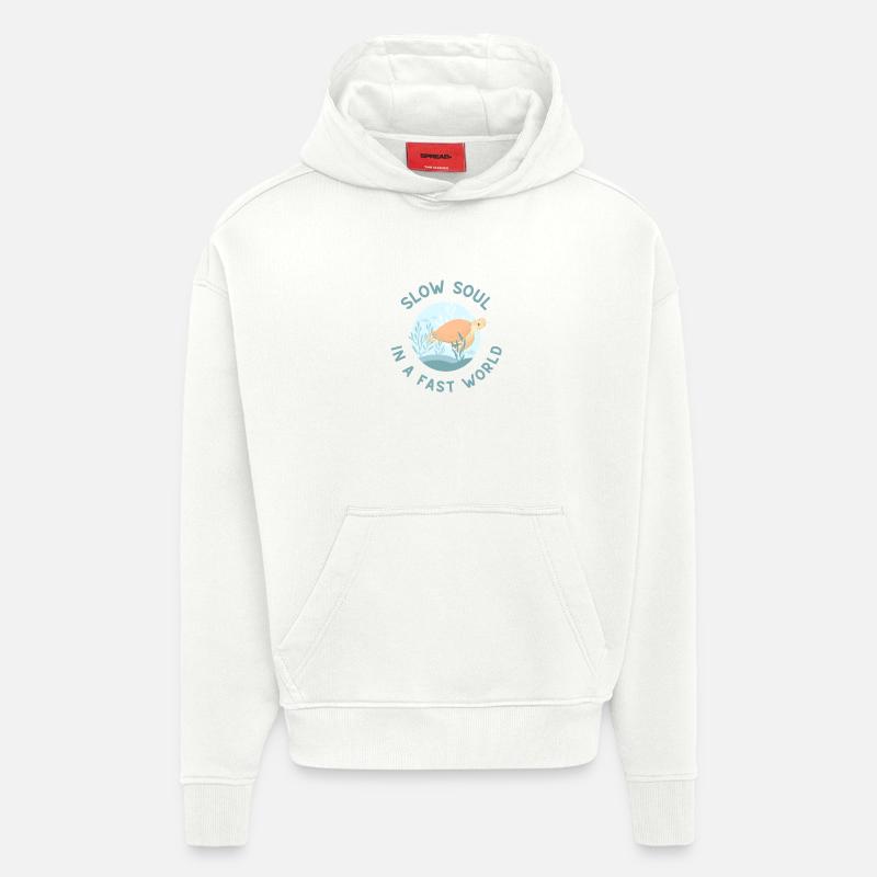 L’âme lente dans un monde rapide - Sweat à capuche bio épais oversize fabriqué en UE - OFF WHITE