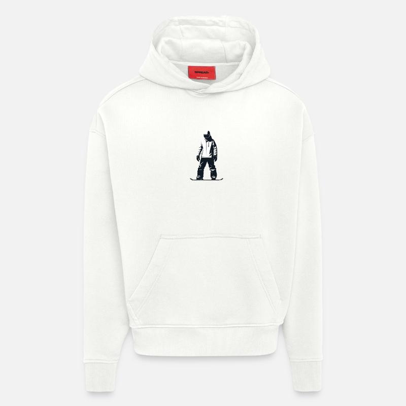 Snowboarder - Cool Silhouette Logo - Sweat à capuche bio épais oversize fabriqué en UE - OFF WHITE