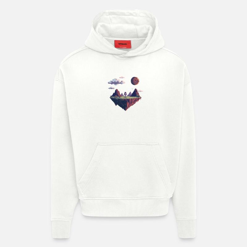 8-Bit Pixel Astronaut auf Schwebender Insel - Hoodie- made by SPREAD  - OFF WHITE