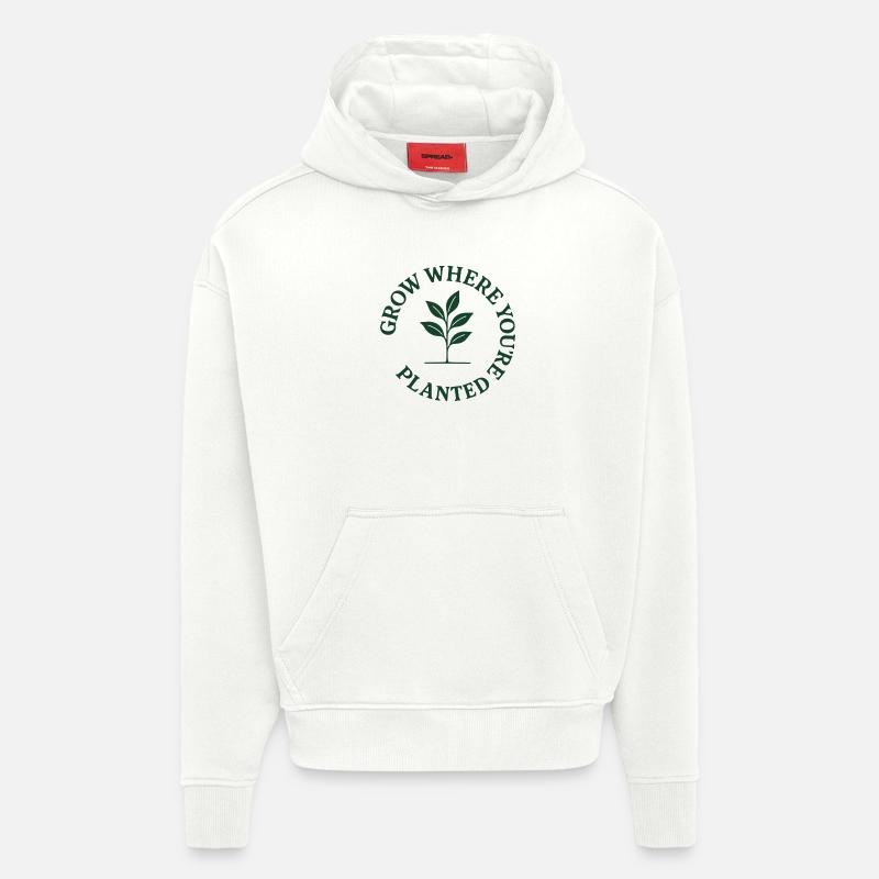 Évoluez là où vous êtes - Sweat à capuche bio épais oversize fabriqué en UE - OFF WHITE
