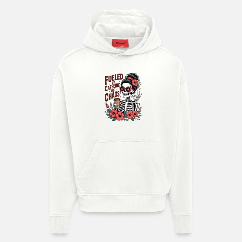 Mutter Koffein Mutter Skelett Kaffee - Hoodie- made by SPREAD  - OFF WHITE