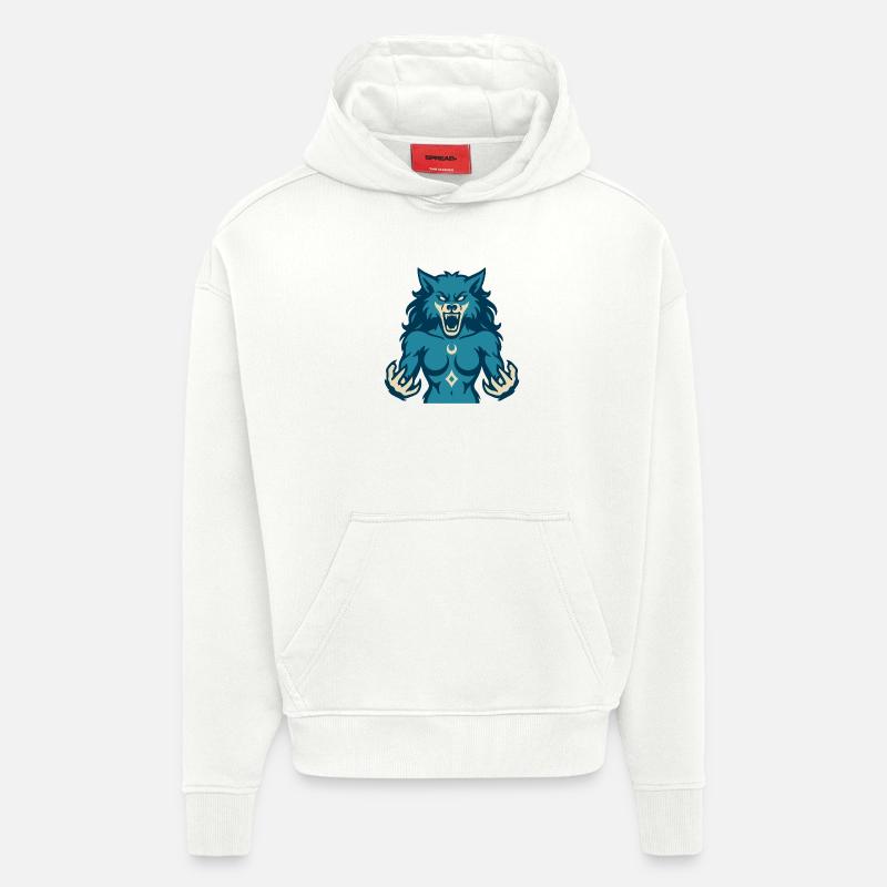 Conception de puissance Moonwolf - Sweat à capuche bio épais oversize fabriqué en UE - OFF WHITE