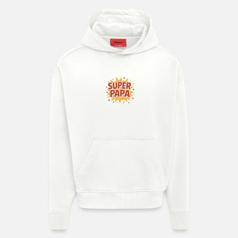 Super papa Comic Explosion - Sweat à capuche bio épais oversize fabriqué en UE - OFF WHITE