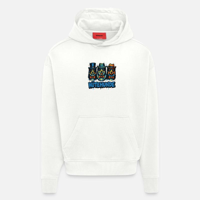 Chiens de troupeau Trio de trois - Sweat à capuche bio épais oversize fabriqué en UE - OFF WHITE