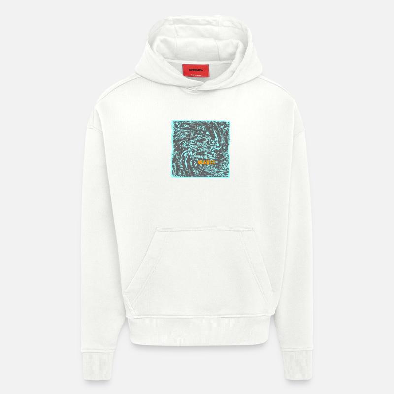 Wave flow néon motif surf - Sweat à capuche bio épais oversize fabriqué en UE - OFF WHITE