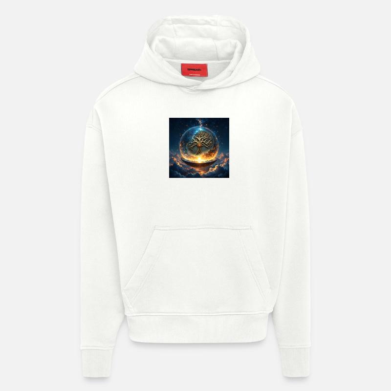 Arbre de l’Orbe Céleste - Sweat à capuche bio épais oversize fabriqué en UE - OFF WHITE