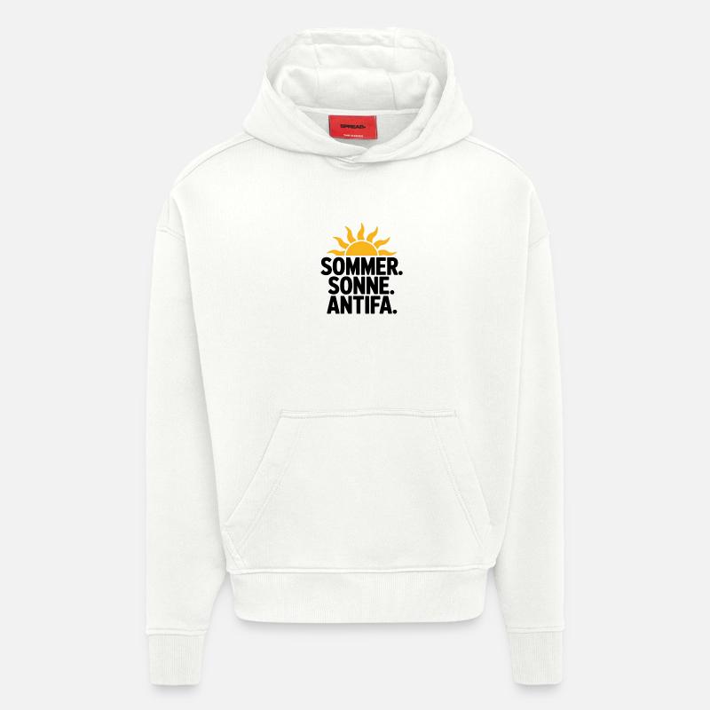 Sommer Sonne Antifa - T-shirt antifasciste - Sweat à capuche bio épais oversize fabriqué en UE - OFF WHITE