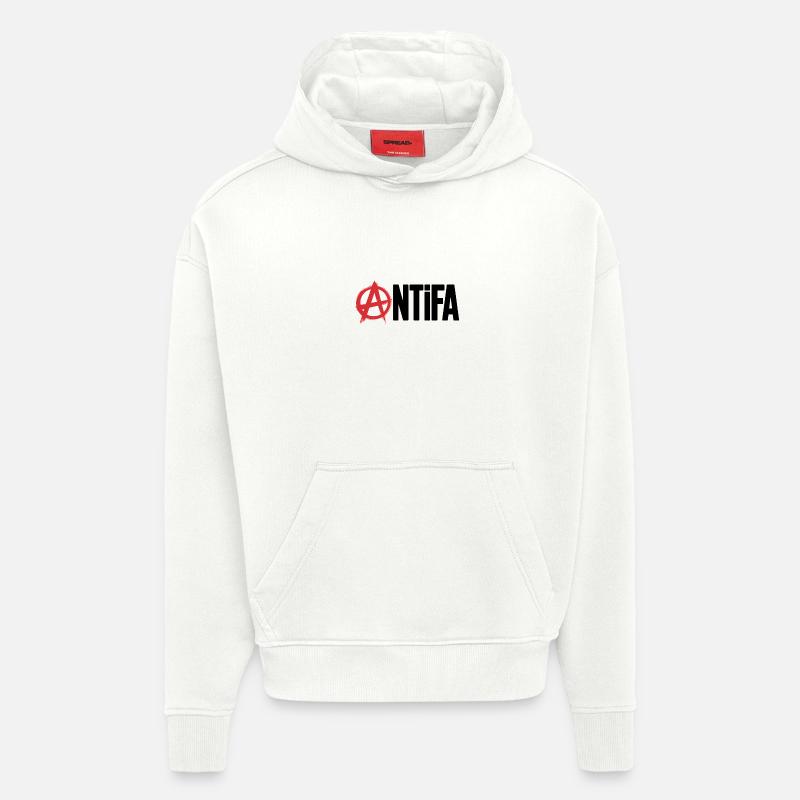 Anarchy Antifa - Antifascistes Tee - Sweat à capuche bio épais oversize fabriqué en UE - OFF WHITE