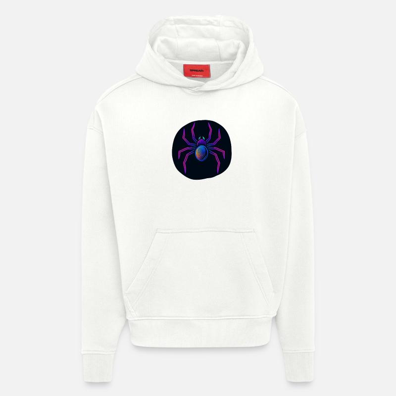 Araignée néon dans l’espace - Sweat à capuche bio épais oversize fabriqué en UE - OFF WHITE