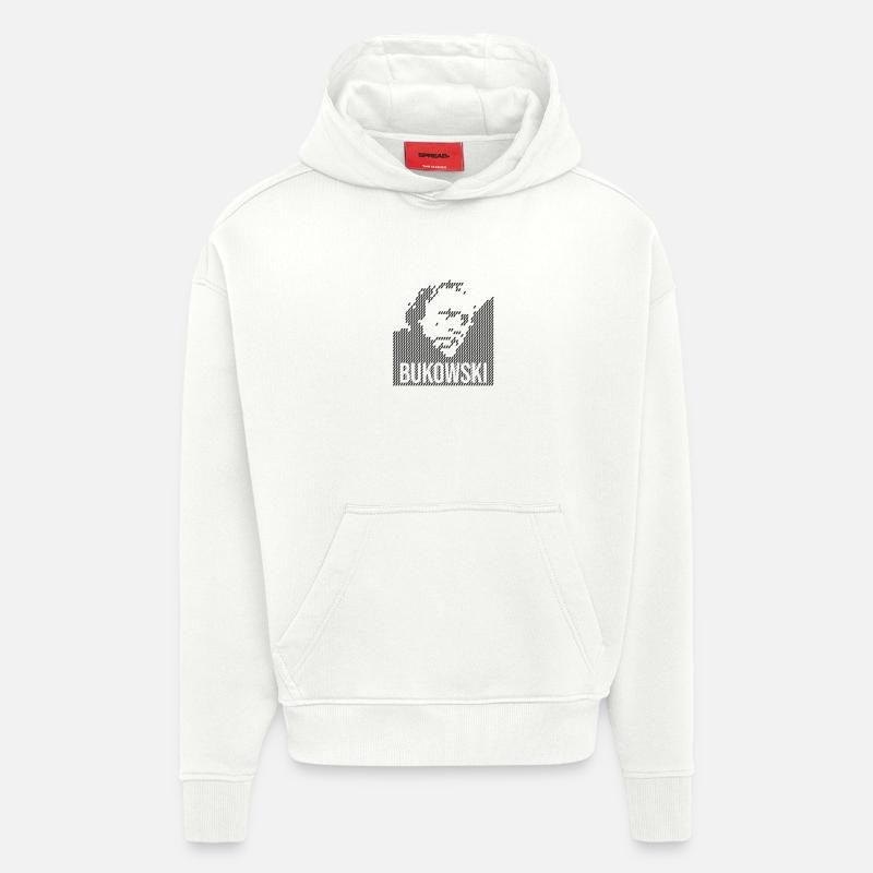 Charles Bukowski Conception du portrait - Sweat à capuche bio épais oversize fabriqué en UE - OFF WHITE