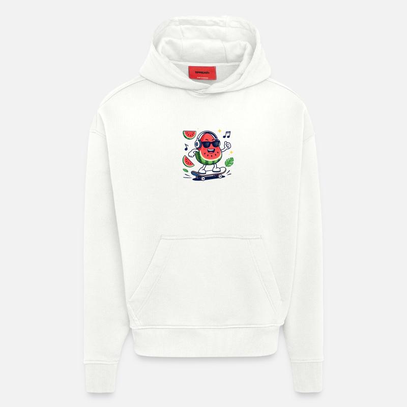 Pastèque Rythmée en Skate - Sweat à capuche bio épais oversize fabriqué en UE - OFF WHITE