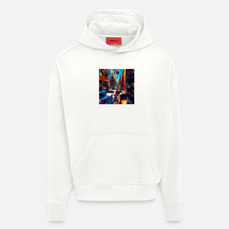 Buntes Straßenlabyrinth mit Luftballons - Hoodie- made by SPREAD  - OFF WHITE