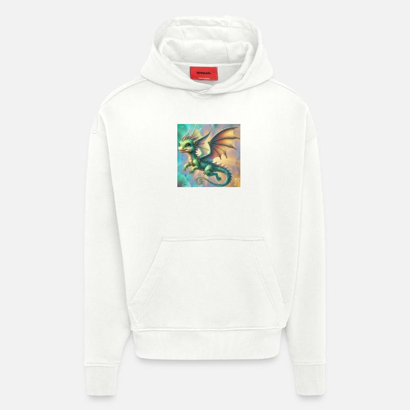 dragon - Sweat à capuche bio épais oversize fabriqué en UE - OFF WHITE