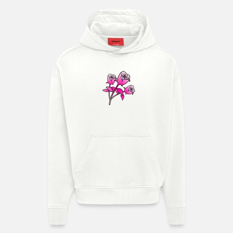 Roses - Sweat à capuche bio épais oversize fabriqué en UE - OFF WHITE
