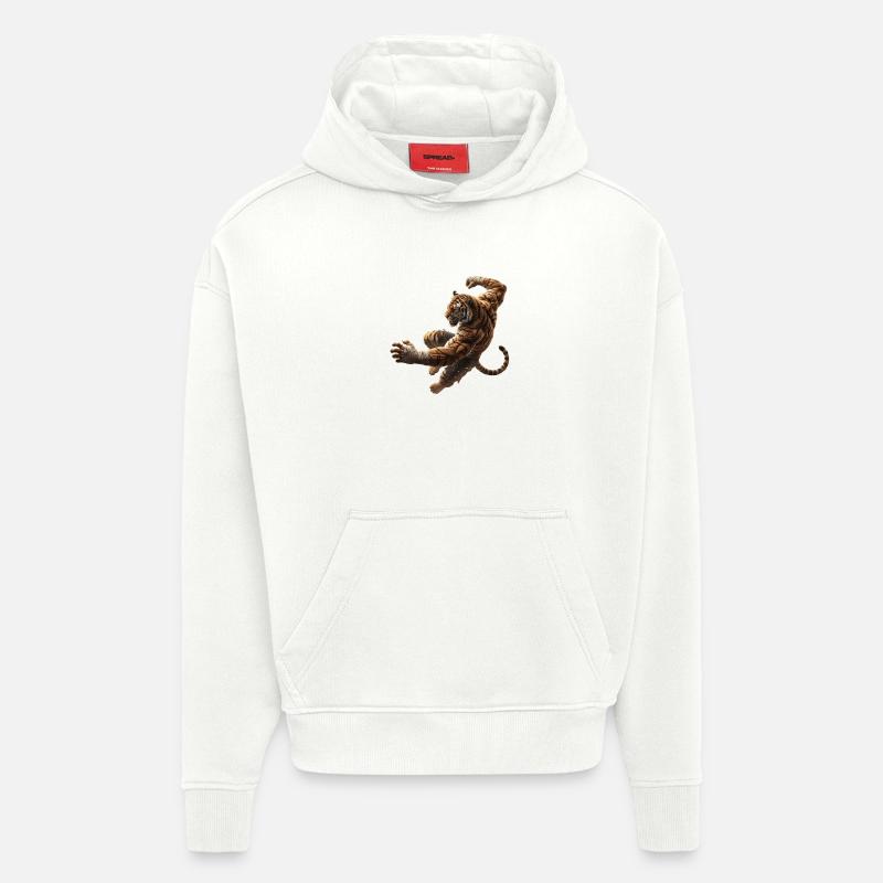 Springender Tiger  - Hoodie- made by SPREAD  - OFF WHITE