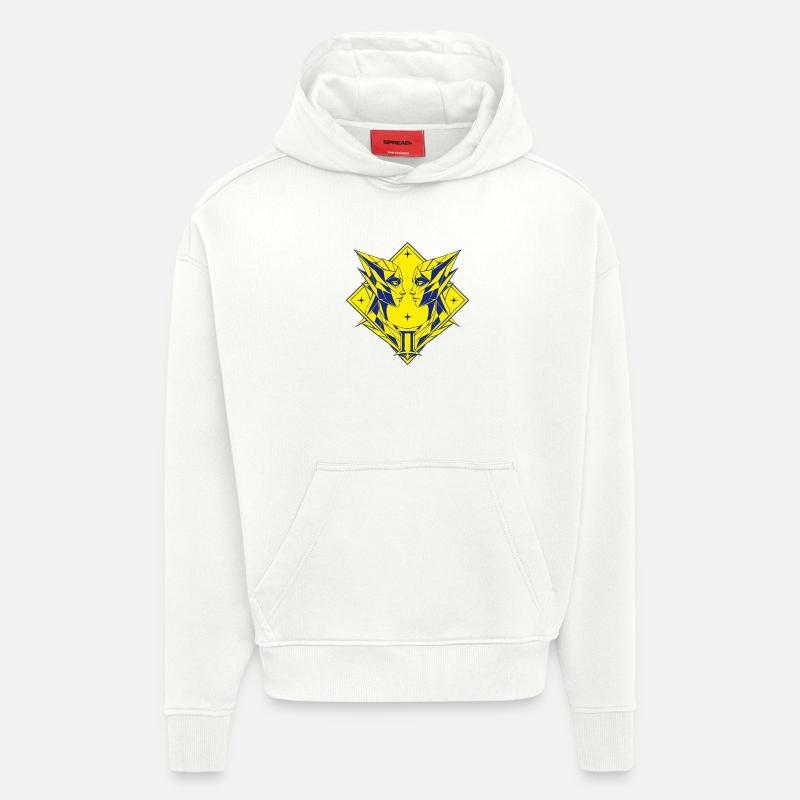 Gémeaux – Dualité et Équilibre - Sweat à capuche bio épais oversize fabriqué en UE - OFF WHITE